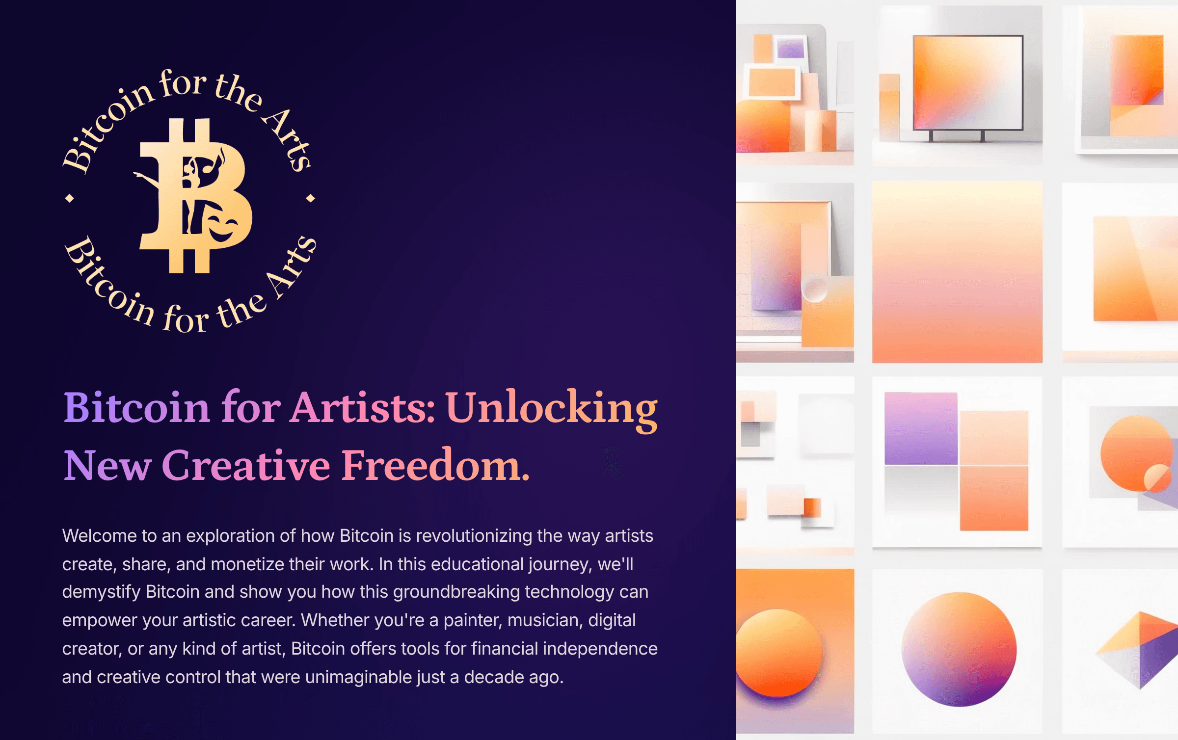 Bitcoin for Artists: Unlocking New Creative Freedom — webinar cover
