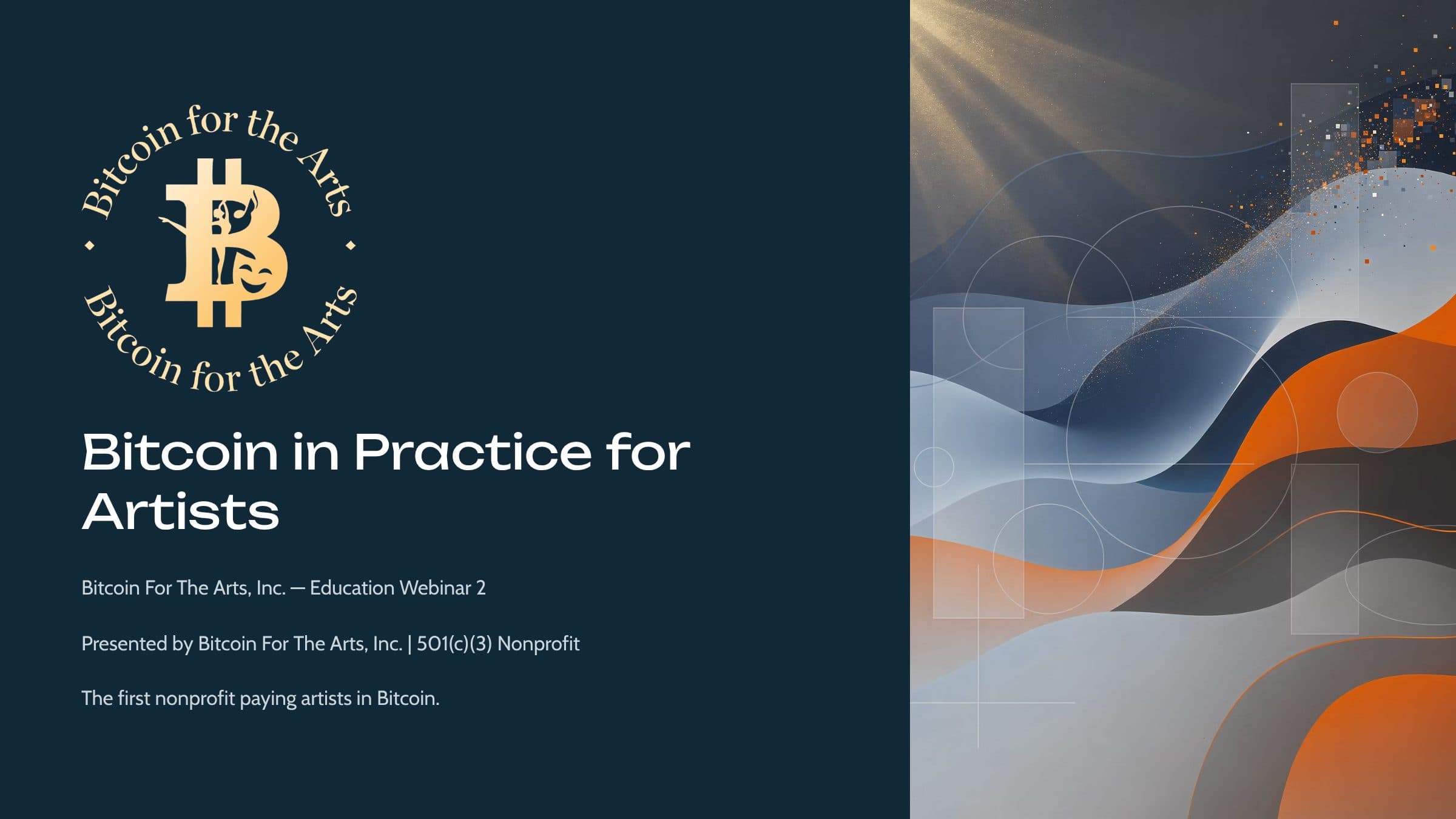 Bitcoin in Practice for Artists — webinar cover