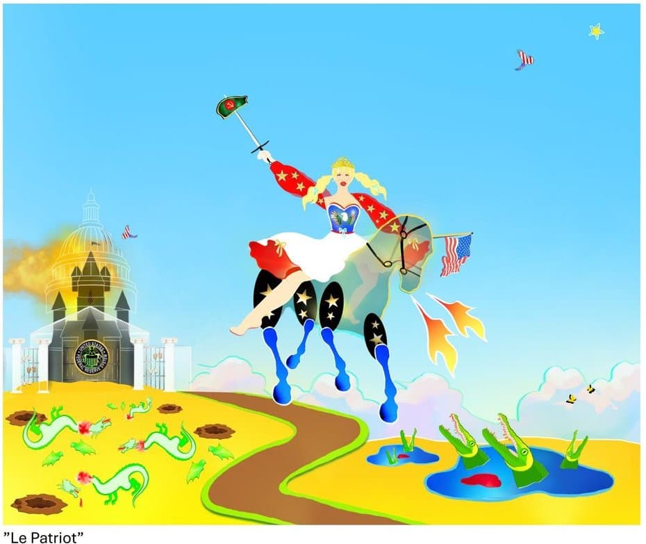 Le Patriot by Beth Alta Fletcher — a patriotic figure on horseback amid a surreal landscape