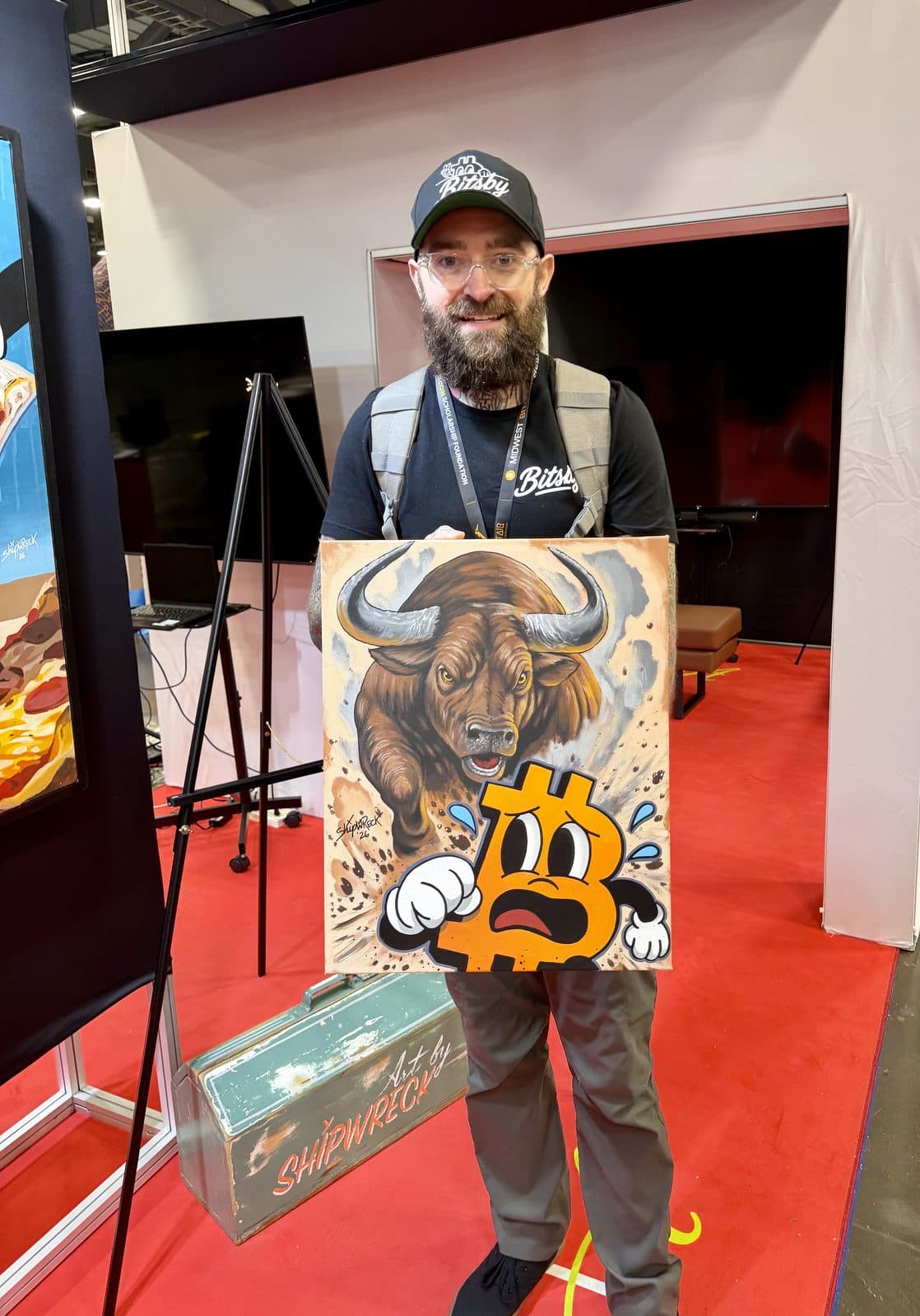 Shipwreck Sean live painting at Bitcoin Arts Park during the Midwest Bitcoin Summit