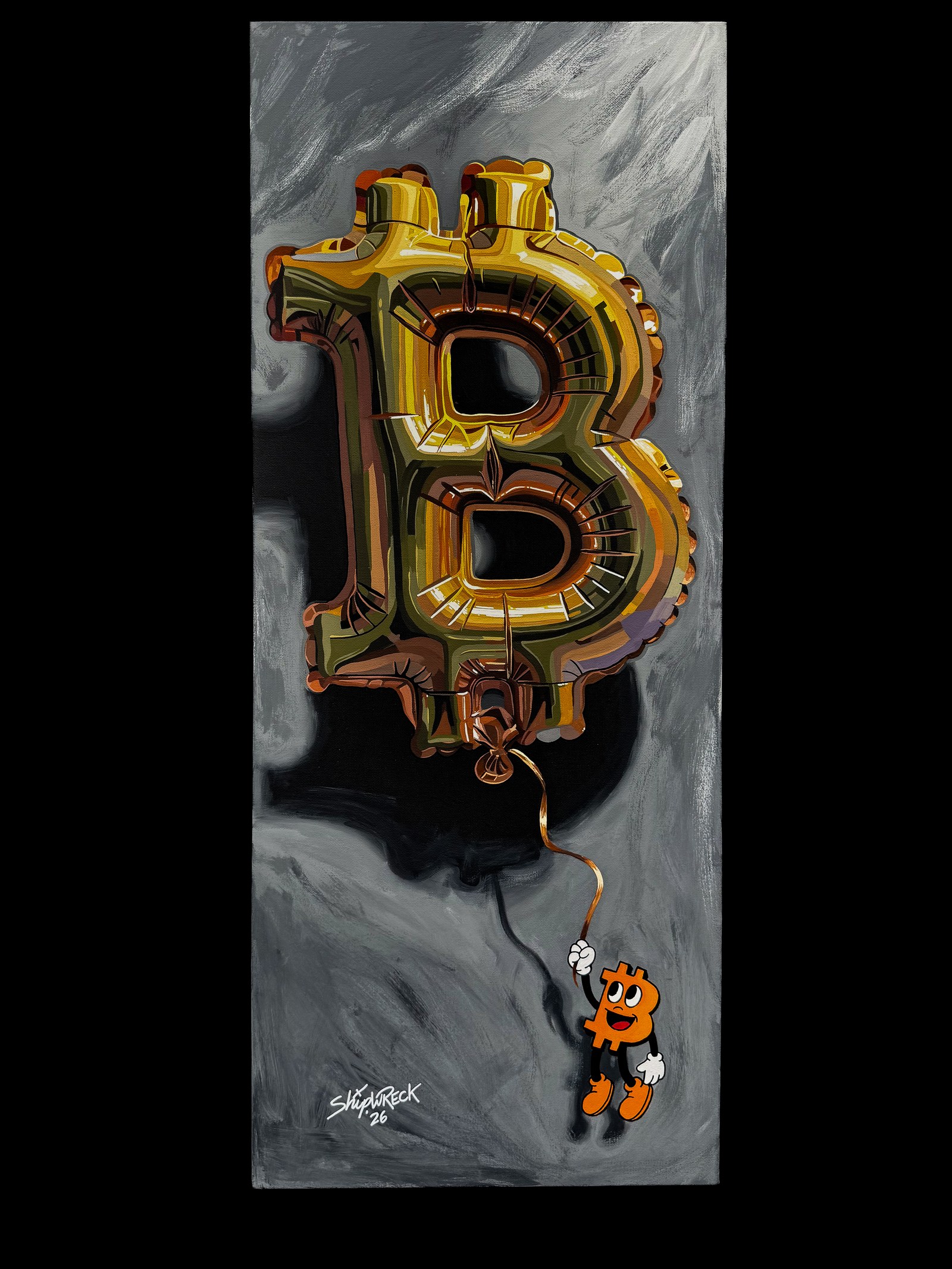 Shipwreck Sean, HODL On - Bitsby holding a Bitcoin balloon